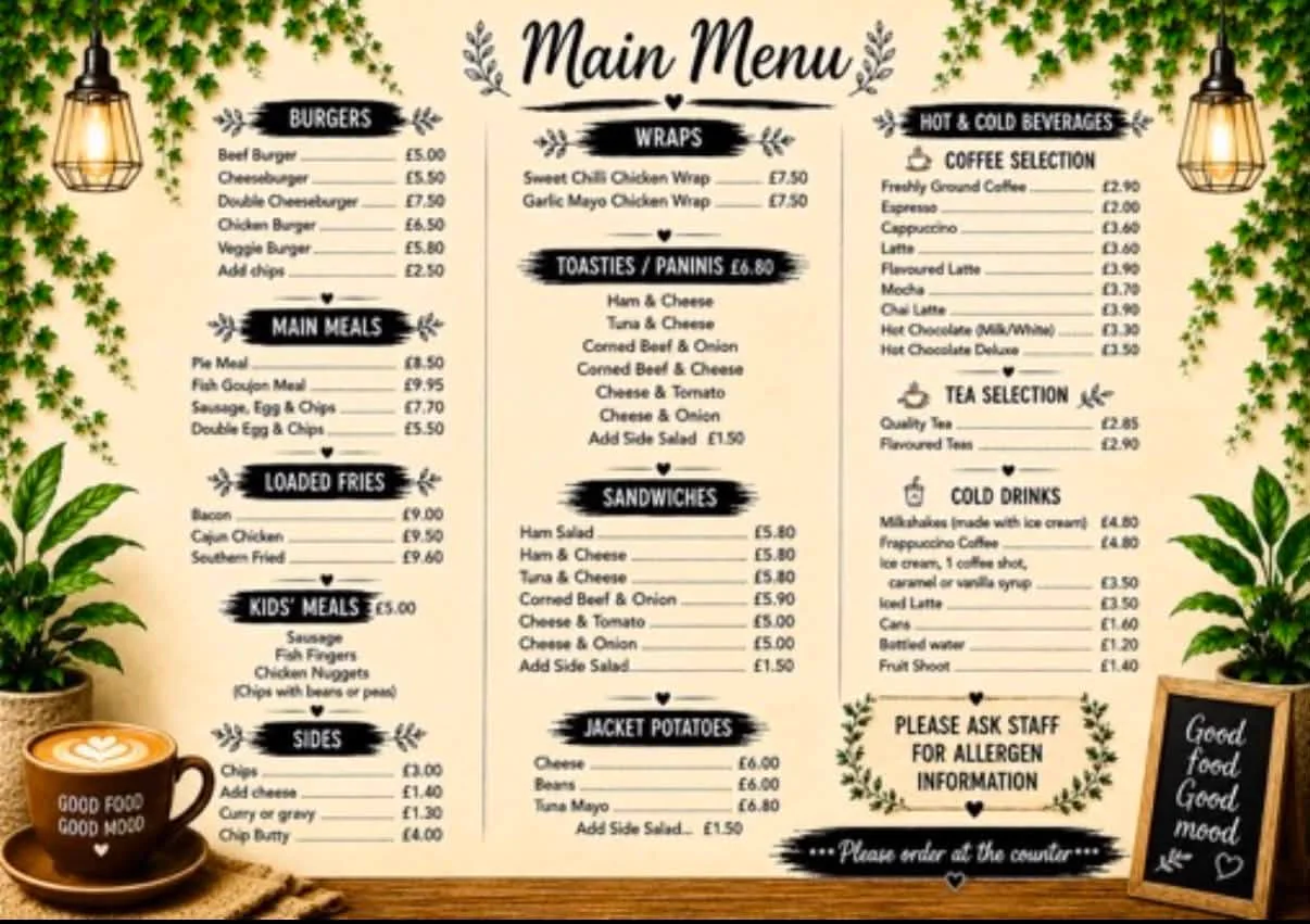 Everyday Cafe main menu